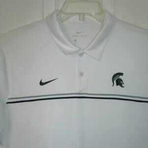 Nike Dri-Fit Mens S/S Michigan State Spartans White Polo Shirt - Size Medium*